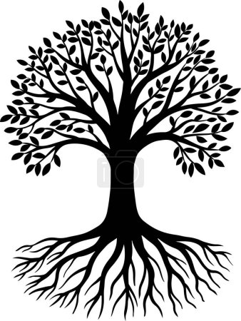 Téléchargez les illustrations : Illustration vectorielle de la silhouette de l'arbre sur fond blanc - en licence libre de droit