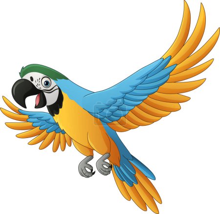 Vector illustration of Cartoon blue macaw isolated on white background