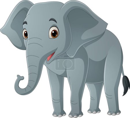 Foto de Ilustración vectorial de dibujos animados elefante lindo sobre fondo blanco - Imagen libre de derechos