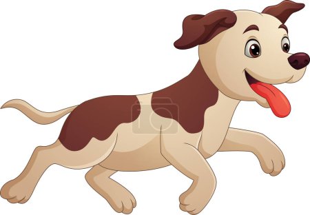 Foto de Ilustración vectorial de Happy perro de dibujos animados corriendo aislado sobre fondo blanco - Imagen libre de derechos