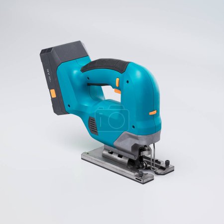 Photo for This 3D rendering image features a brand new jig saw in a modern design with turquoise and orange details. Perfect for renovation and repair projects to construction work. - Royalty Free Image
