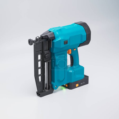 Photo for This 3D rendering image features a brand new rotary hammer in a modern design with turquoise and orange details. Perfect for renovation and repair projects to construction work. - Royalty Free Image