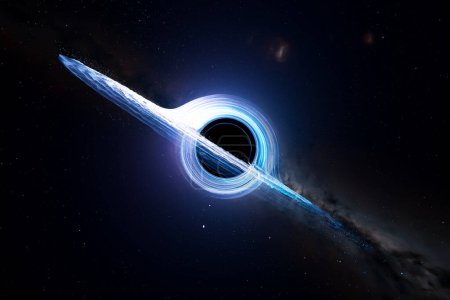 Photo for A stunning 3D rendering of a black hole, featuring a swirling vortex of darkness and light. Perfect for use in science or astronomy-related projects. Science - Royalty Free Image