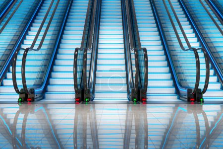 Téléchargez les photos : Image du vaste escalator dans l'intérieur de la ville moderne. Éléments d'architecture dans un centre commercial, un aéroport, un métro ou un centre d'affaires. Mode de transport en public à l'intérieur. Concept de technologie. - en image libre de droit