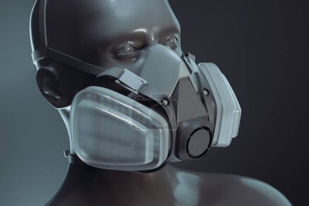Photo for Concept of a respiratory protective mask. The atmosphere of biohazard. Avoiding COVID and other diseases caused by viruses or polluted air. Protection. Prevention. Oxygene mask. Healthy breathing - Royalty Free Image