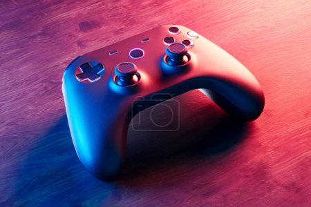 Photo for Video games concept. Realistic wireless gamepad for playing games on  console or PC. Joystick for a player. Video game controller on the table. Detailed gamepad with sticks and buttons. Fun. - Royalty Free Image