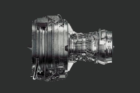 Foto de Vista detallada de cerca de un motor turbofán CFM56 en un avión Boeing. La imagen muestra el ventilador delantero del motor en detalle. Perfecto para entusiastas de la aviación y proyectos relacionados con aeronaves - Imagen libre de derechos