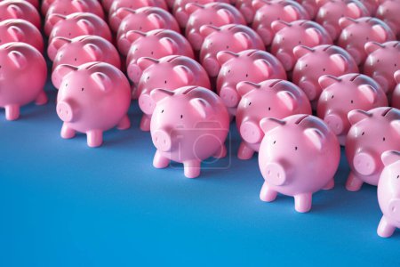 Photo for A delightful image featuring a multitude of cute piggy banks. Represents abundance, prosperity, and financial growth. Money, finance, and investment. Essence of financial planning and success. Save. - Royalty Free Image