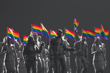 A vibrant sea of individuals from various backgrounds marching in unity, their rainbow flags waving as a symbol of their staunch support for LGTBQ+ rights, diversity, and inclusion.