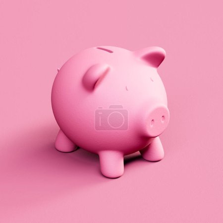 Captivating image of a vibrant pink piggy bank on a uniform pastel background embodies savings, financial literacy, and the importance of economic planning in personal finance.