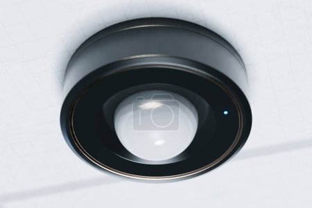 Una vista de arriba hacia abajo meticulosamente detallada de una lente de cámara réflex digital contra una rejilla blanca, que muestra el intrincado diseño y la artesanía tecnológica en juego.