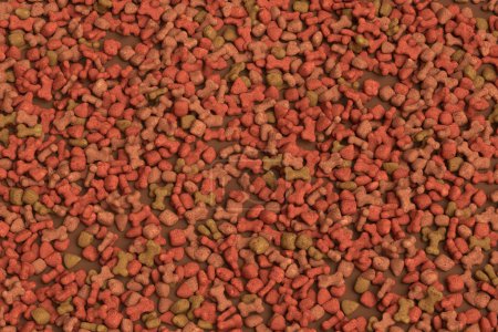 Photo for Detailed close-up image displaying a colorful array of dry dog food pellets with diverse shapes, perfect for illustrating pet nutrition and dietary options. - Royalty Free Image