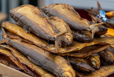 Dried and smoked lake trout fish