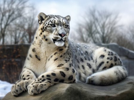 Téléchargez les photos : Le léopard des neiges (Irbis, Panthera uncia) est un grand chat qui habite les chaînes de montagnes d'Asie centrale et du Sud. - en image libre de droit