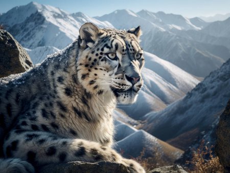 The snow leopard (Irbis, Panthera uncia) is a large cat that inhabits the mountain ranges of Central and South Asia.