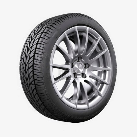 Winter tire with alu rim on a white background