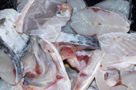 Fresh fish meat slices for preperation, fish cooking