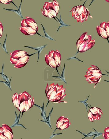 Photo for Seamless Floral Design on Colored Background Ready for Textile Prints. - Royalty Free Image