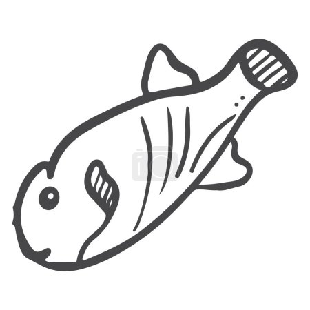 Illustration for Trout fish animal in sea hand drawn sketch doodle illustration vector - Royalty Free Image