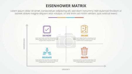 Illustration for Eisenhower matrix template infographic concept for slide presentation with clean matrix style with 4 point list with flat style vector - Royalty Free Image