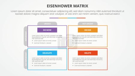 Illustration for Eisenhower matrix template infographic concept for slide presentation with square box outline matrix with 4 point list with flat style vector - Royalty Free Image