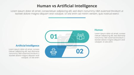human employee vs ai artificial intelligence versus comparison opposite infographic concept for slide presentation with round outline stack shape with flat style vector