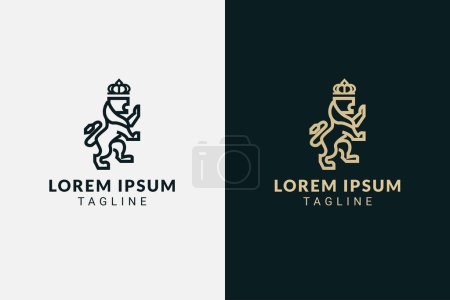 Illustration for Royal lion minimalist geometric logo concept. Vector logo template for branding companies in real state, finances, marketing and more - Royalty Free Image