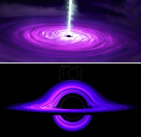 Black Hole in rotation. Elements of this image furnished by NASA. 3D illustration.
