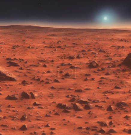 Téléchargez les photos : Surface de la planète Mars. Le soleil en arrière-plan - en image libre de droit