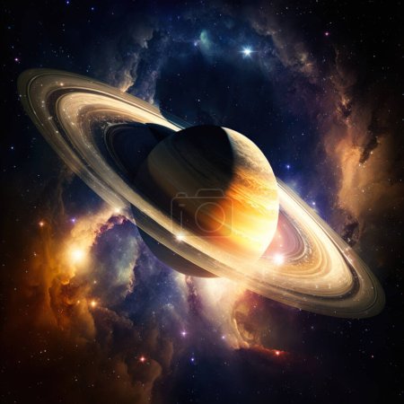 Téléchargez les photos : Planet Saturn. Background full of stars - en image libre de droit