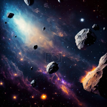 Photo for Asteroid field in outer space. - Royalty Free Image