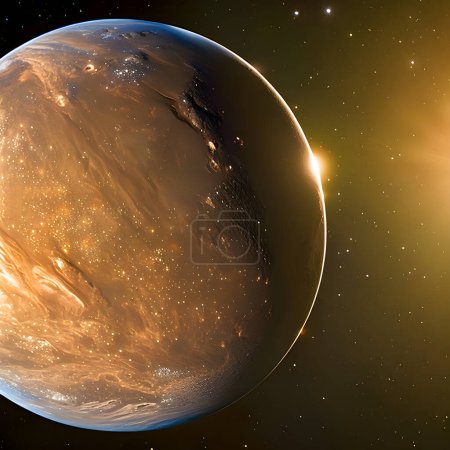 Foto de Exoplaneta en el espacio exterior. Sistema solar extraterrestre. - Imagen libre de derechos