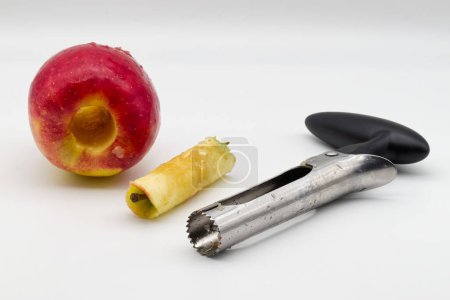 Apple corer. Tool for removing the apple core on white background.