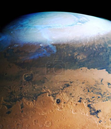 Polo norte de Marte. Vista desde el espacio.