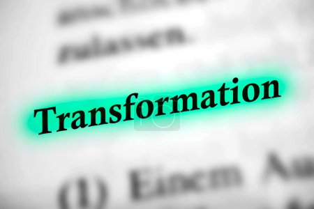 Transformation - black white text highlighted in green