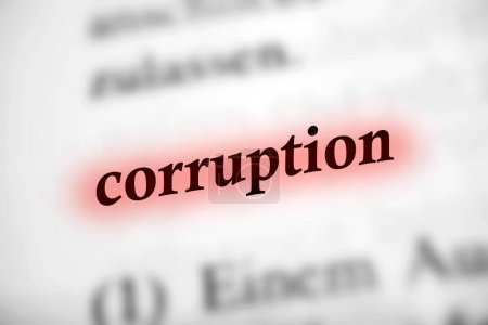 Korruption - schwarz weißer Text mit roter Hervorhebung