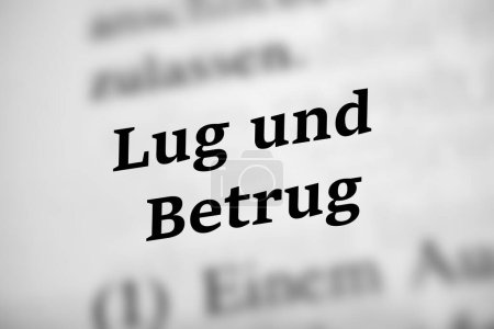 Lügen und Täuschen - deutscher Schwarz-Weiß-Text - Wort