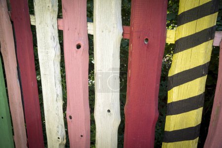 Colorful wooden picket fence