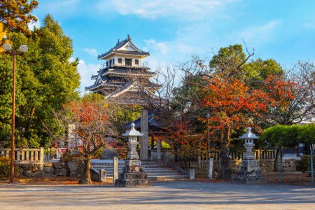 Téléchargez les photos : Château de Nakatsu dans la ville de Nakatsu, préfecture d'Oita connue comme l'un des trois mizujiro, ou "châteaux sur la mer", au Japon. Le château original a été détruit lors de la restauration de Meiji et reconstruit en 1964 - en image libre de droit
