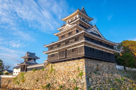 Téléchargez les photos : Château de Nakatsu dans la ville de Nakatsu, Oita, Japon connu comme l'un des trois mizujiro, ou "châteaux sur la mer", au Japon. Le château original a été détruit lors de la restauration de Meiji et reconstruit en 1964 - en image libre de droit
