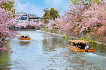 Photo for Okazaki Jikkokubune Boat Ride at Okasaki canal, Heian-jingu Shrine,oto, Japan - Royalty Free Image