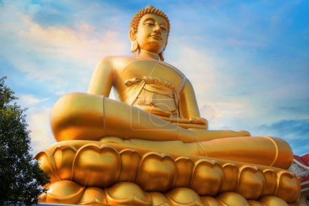 The Big Seated Buddha Statue (Buddha Dhammakaya Dhepmongkol) at Wat Paknam Phasi Charoen (temple) in Bangkok, Thailand