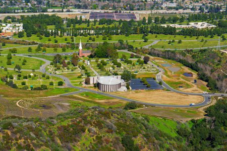 Photo for Aerial view of the Forest Lawn Memorial Park at Hollywood Hills in Los Angeles. - Royalty Free Image