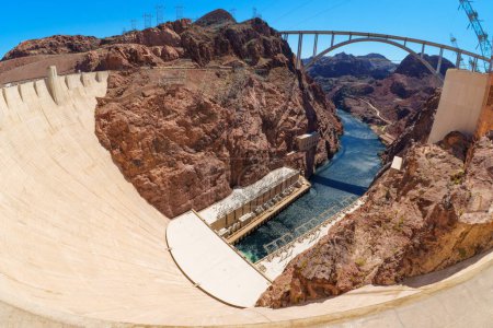 Spherical Panorama of the Hoover Dam and the Bypass Bridge Over the Colorado River