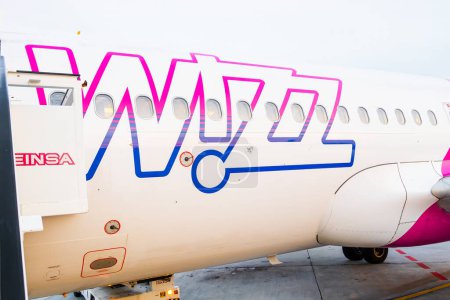 Photo for Wizzair airplane is ready to board people, January 2024, Prague, Czech Republic - Royalty Free Image