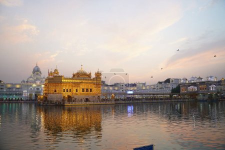Photo for Celebration of Gurupurab in Golden Temple Amritsar and Diwali Fireworks - Royalty Free Image