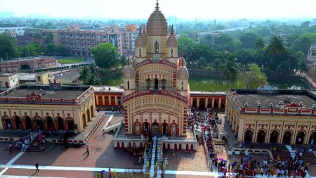 Téléchargez les photos : Vue aérienne du temple Dakshineswar Kali - en image libre de droit