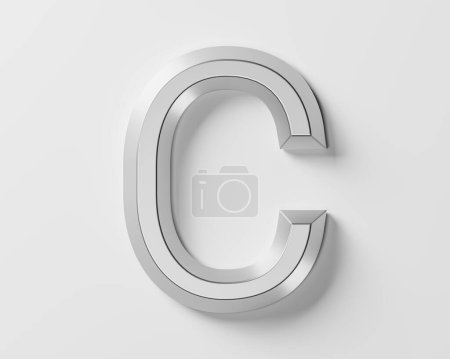 Buchstaben aus Metall. 3D Illustration des eisernen Alphabets isoliert auf weißem Hintergrund