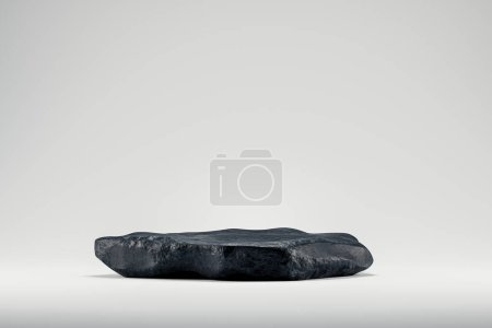 Piédestal de présentation 3D en pierre noire naturelle. 3d rendu de maquette de podium de présentation à des fins d'affichage ou de publicité