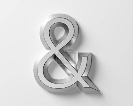 Symbols made of metal. 3d illustration of iron alphabet isolated on white background